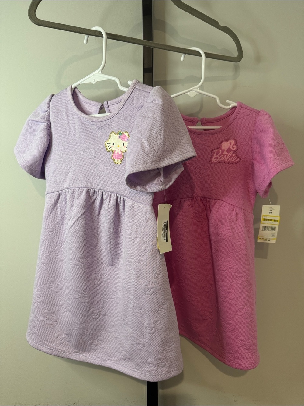 Hello Kitty Lilac and Barbie Pink Short Sleeve Dress Set 2T New NWT